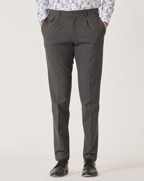 striped flat-front trousers