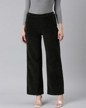 striped flat-front trousers