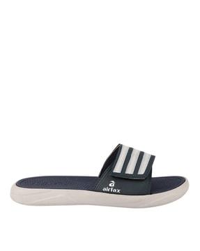 striped flip-flops with velcro fastening