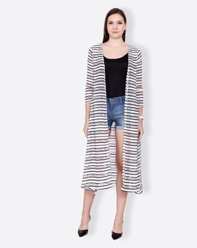 striped front-open shrug