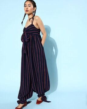 striped full length jumpsuit