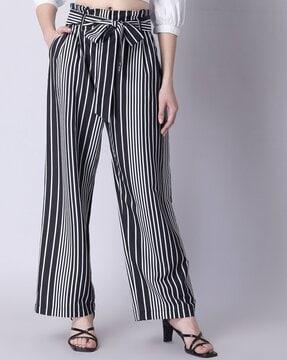striped full-length pants