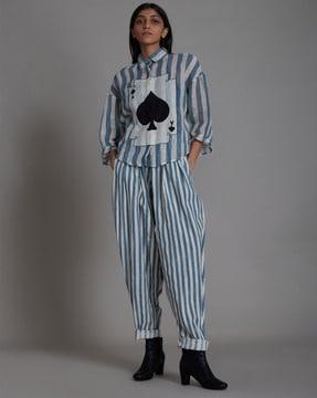 striped full-length pants