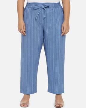 striped full length plus size trouser