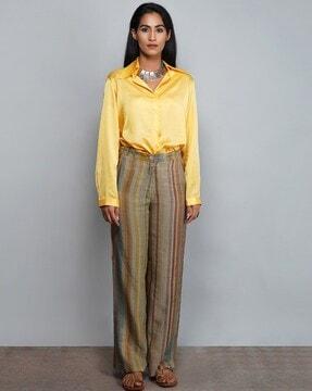 striped full length relaxed fit pants