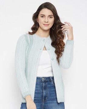 striped full-sleeve cardigan