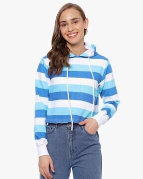 striped full sleeves hoodie