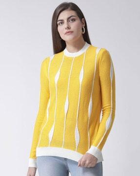 striped full sleeves pullover