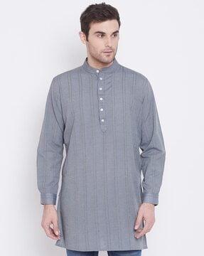 striped full sleeves short kurta