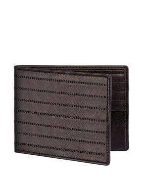 striped genuine leather bi-fold wallet