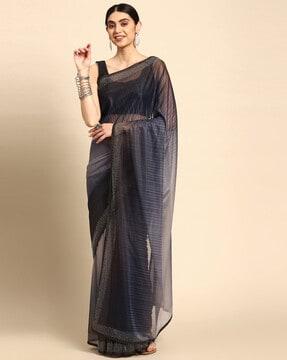 striped georgette saree with border