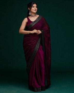 striped georgette saree with sequin accent