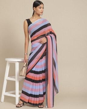 striped georgette saree