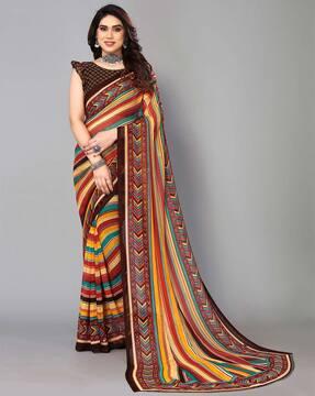 striped georgette saree