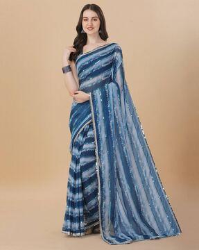 striped georgette saree