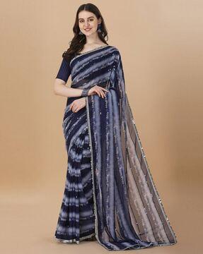 striped georgette saree