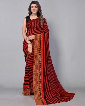 striped georgette saree