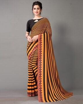 striped georgette saree