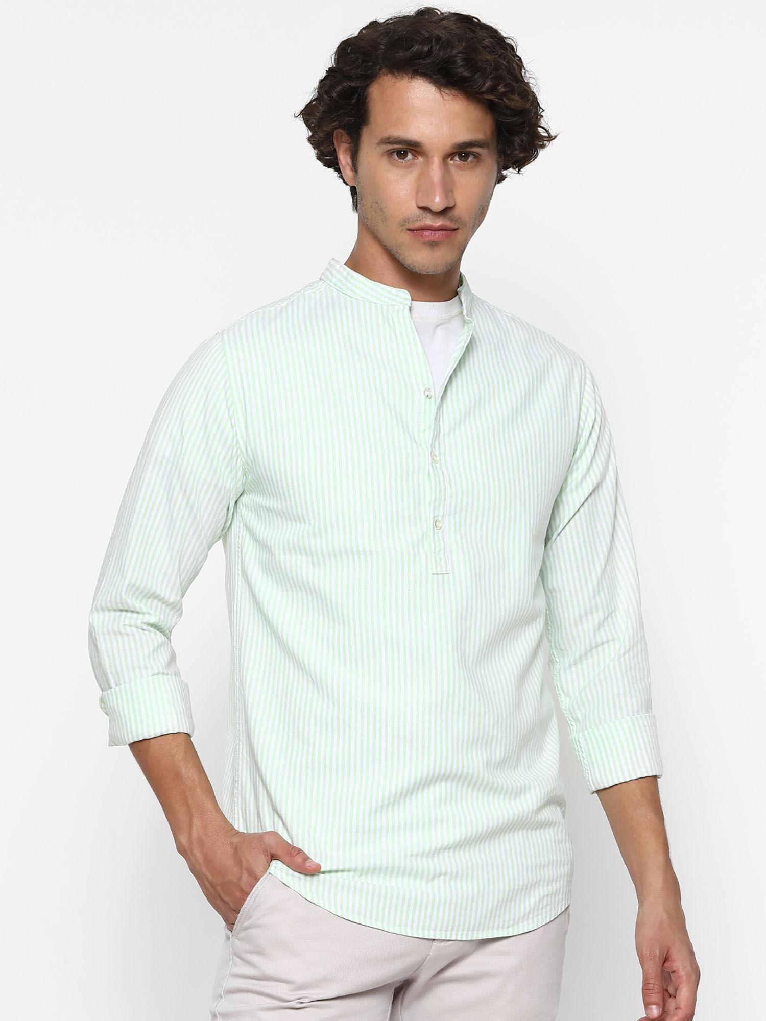 striped green casual shirt