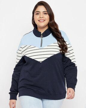 striped half-zip sweatshirt