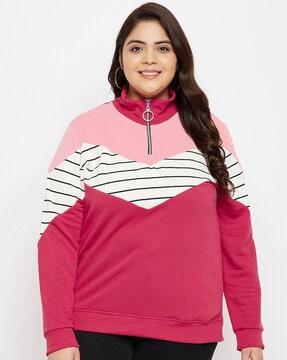 striped half-zip sweatshirt