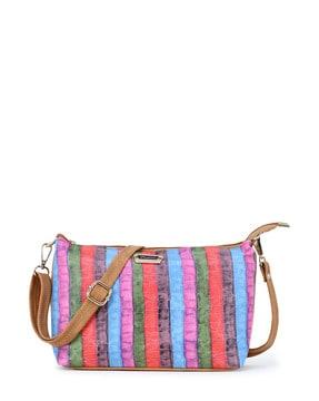 striped handbag with adjustable strap
