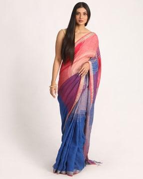 striped handloom saree with blouse piece