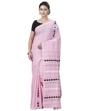 striped handloom tant pure cotton saree