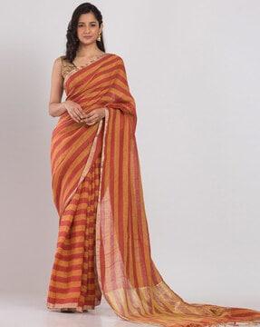striped handloom traditional saree