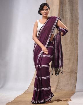 striped handwoven saree