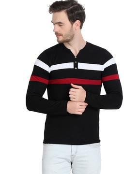 striped henley neck t-shirt