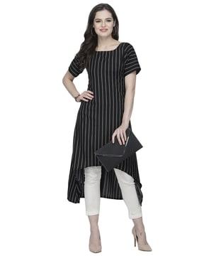 striped high-low a-line tunic