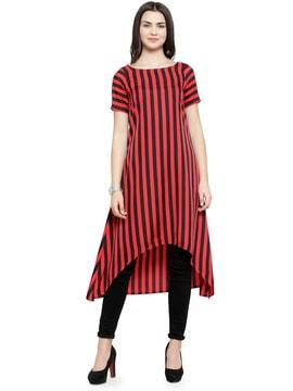 striped high-low a-line tunic