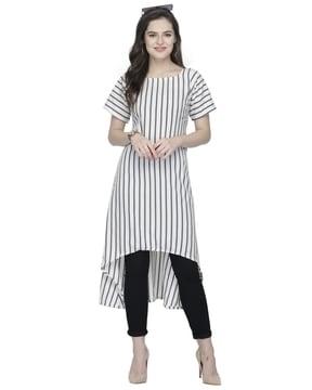striped high-low a-line tunic