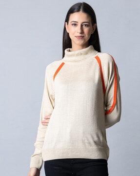 striped high-neck pullover