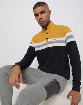 striped high-neck sweatshirt