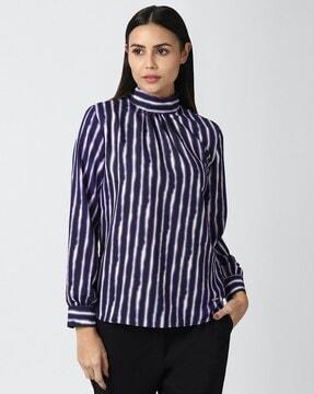 striped high-neck top