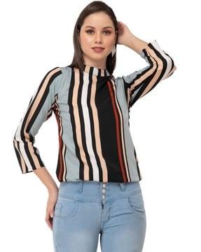 striped high-neck top