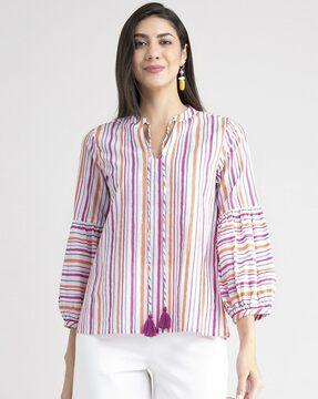 striped high-neck top