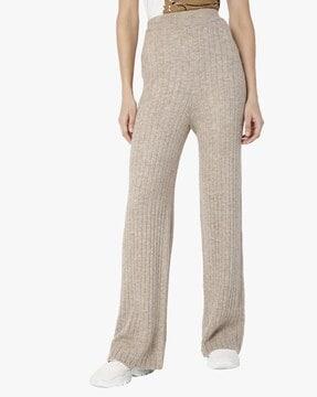 striped high-rise flat front pants