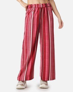 striped high-rise palazzos with elasticated waist