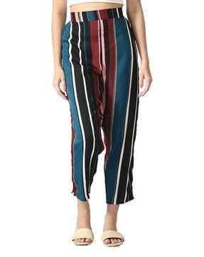 striped high-rise relaxed fit capris