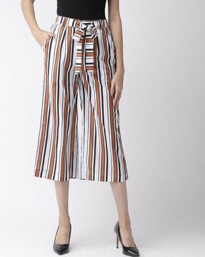 striped high-rise relaxed fit culottes