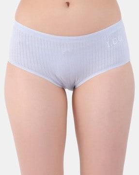 striped hipster panties with text applique