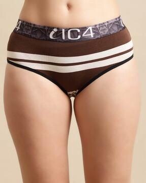 striped hipsters with printed waistband