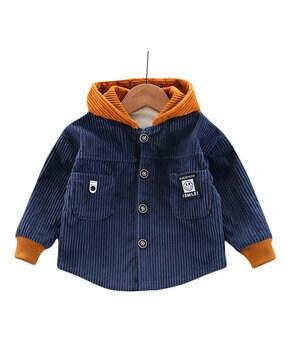 striped hoodie jacket with patch pockets