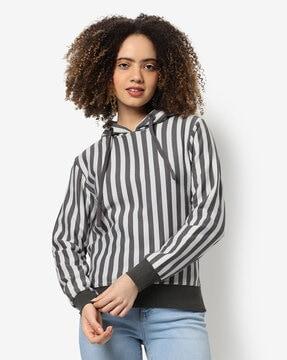 striped hoodie with drawstring