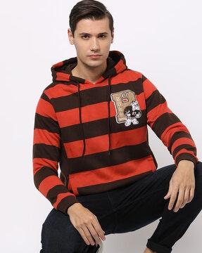 striped hoodie with slip pockets