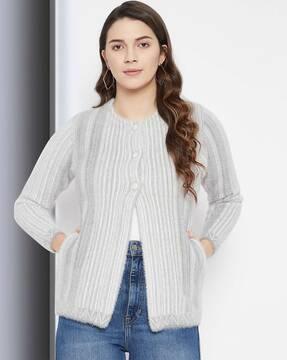 striped insert pocket cardigan