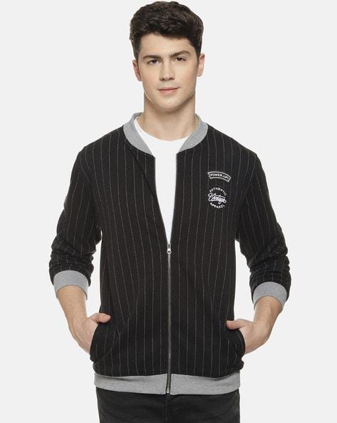 striped jacket with insert pockets